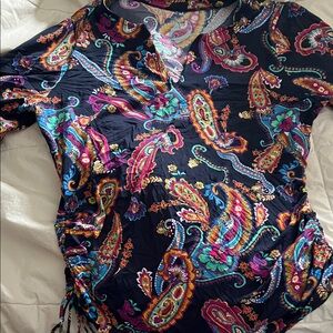 Lands' End Multicolor Paisley short sleeved rash guard